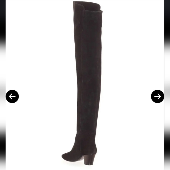 NWT $1695 Saint Laurent Kim 60 Black Suede Leather OTK Boots [Size 35.5] 🖤 - Picture 3 of 15